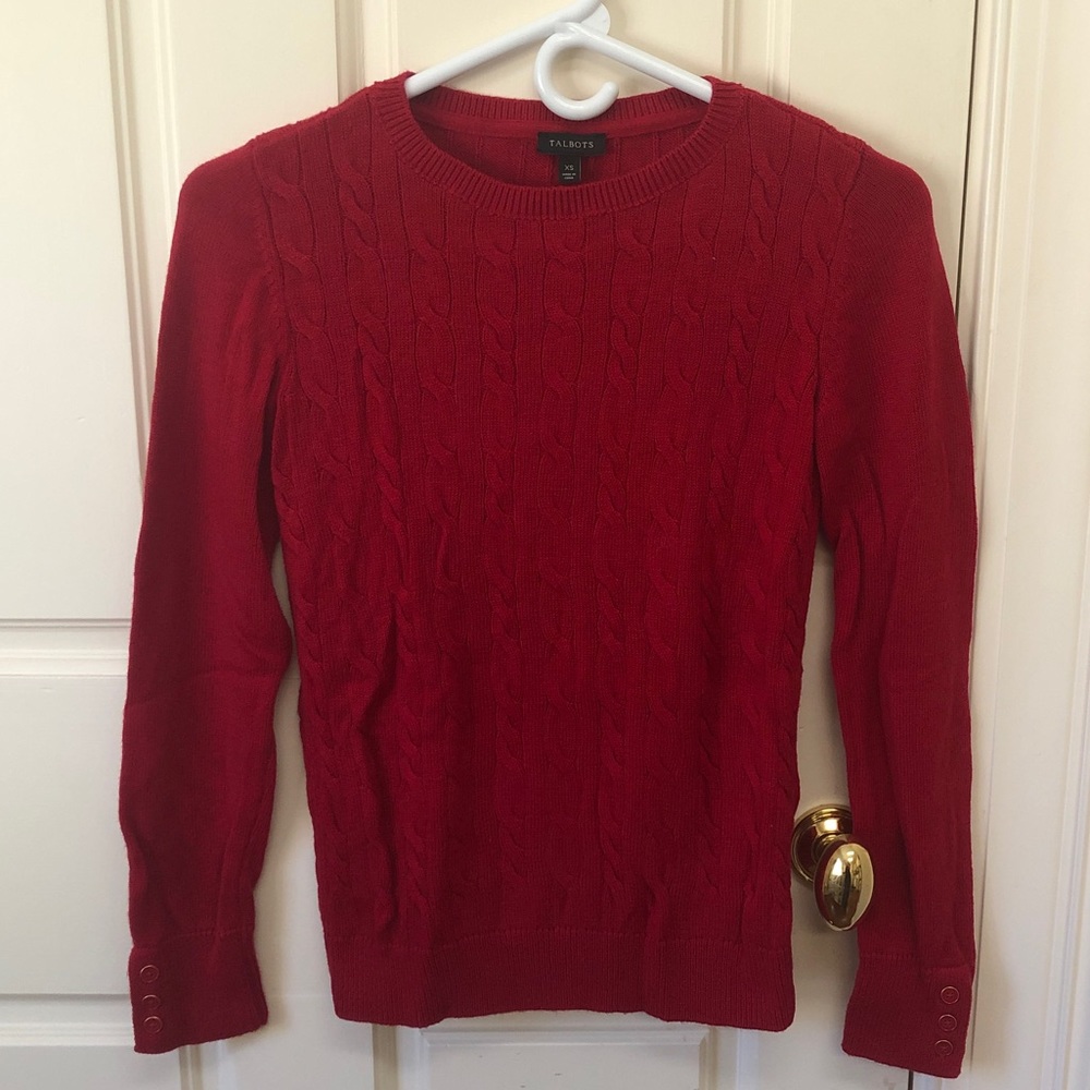 Talbots size XS red Cable Knit Sweater
